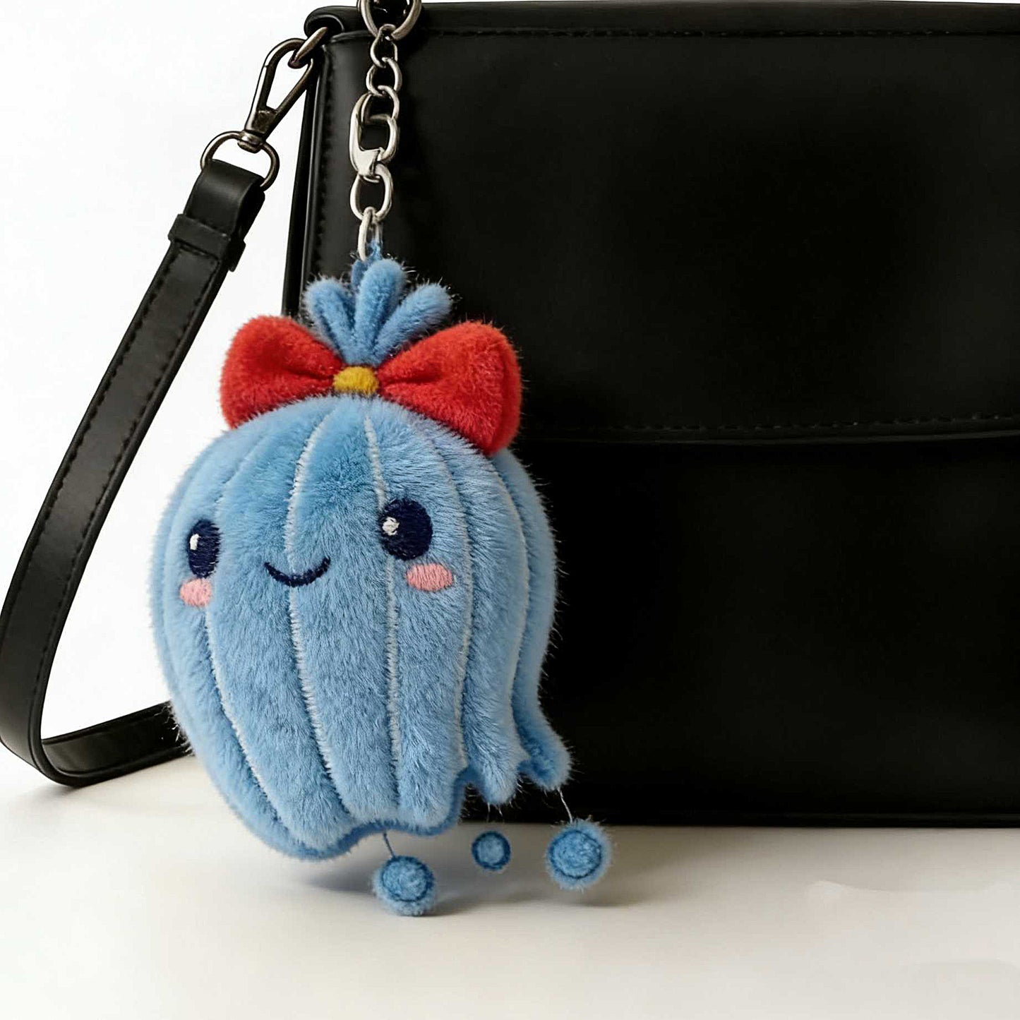 Cute Blue Jellyfish Plush Keychain Bag Charm