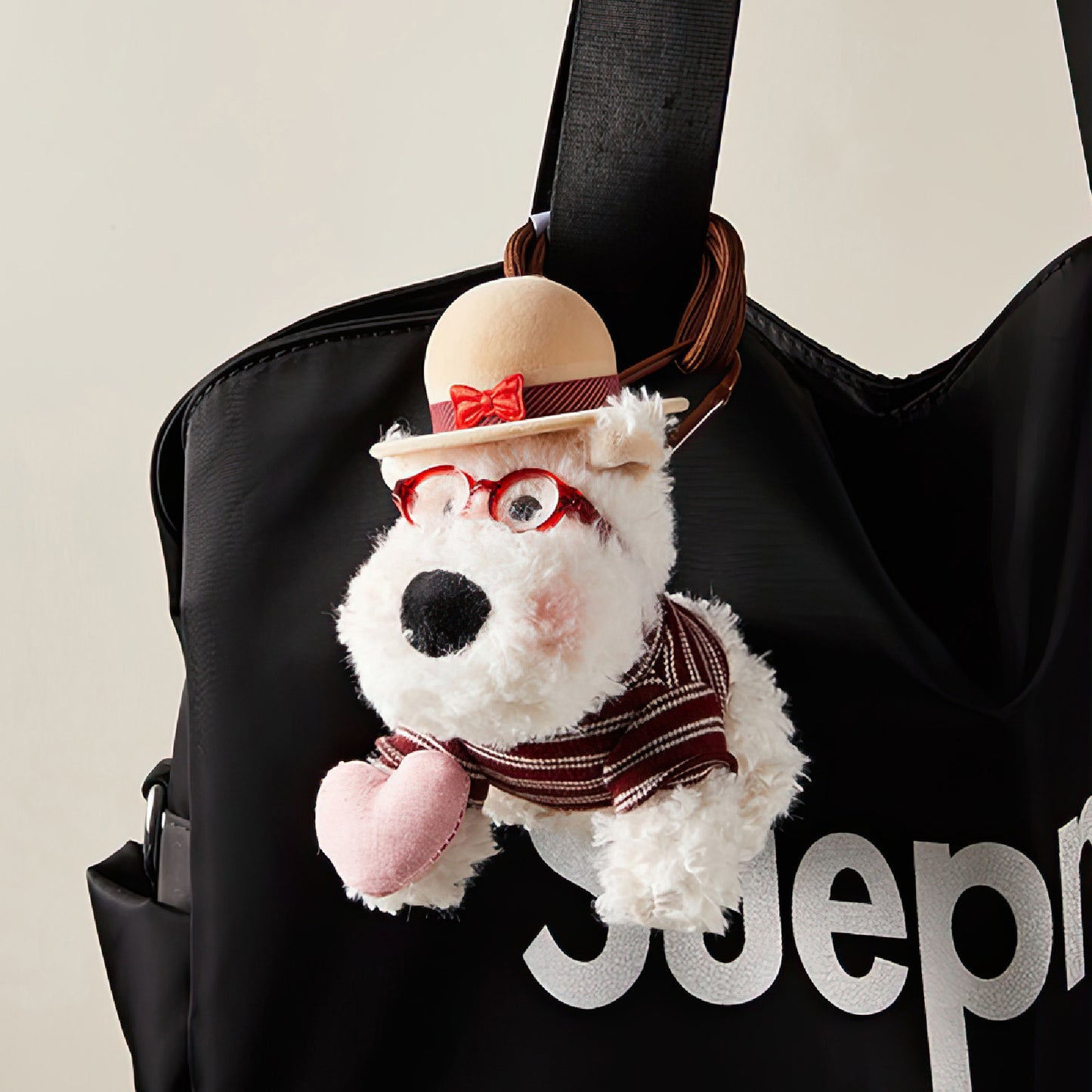 Cute Westie Dog Ring Box Plush Keychain Bag Charm