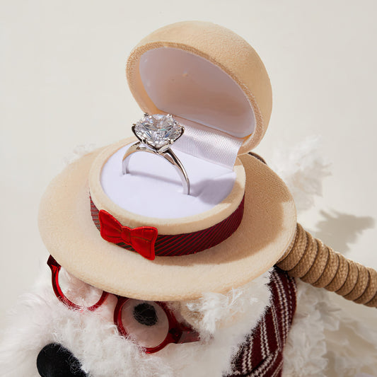 Cute Westie Dog Ring Box Plush Keychain Bag Charm