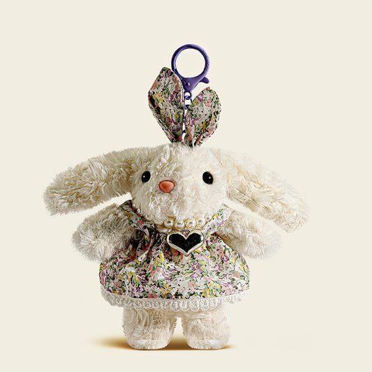 Cute Floral Lop Ear Bunny Plush Keychain Bag Charm