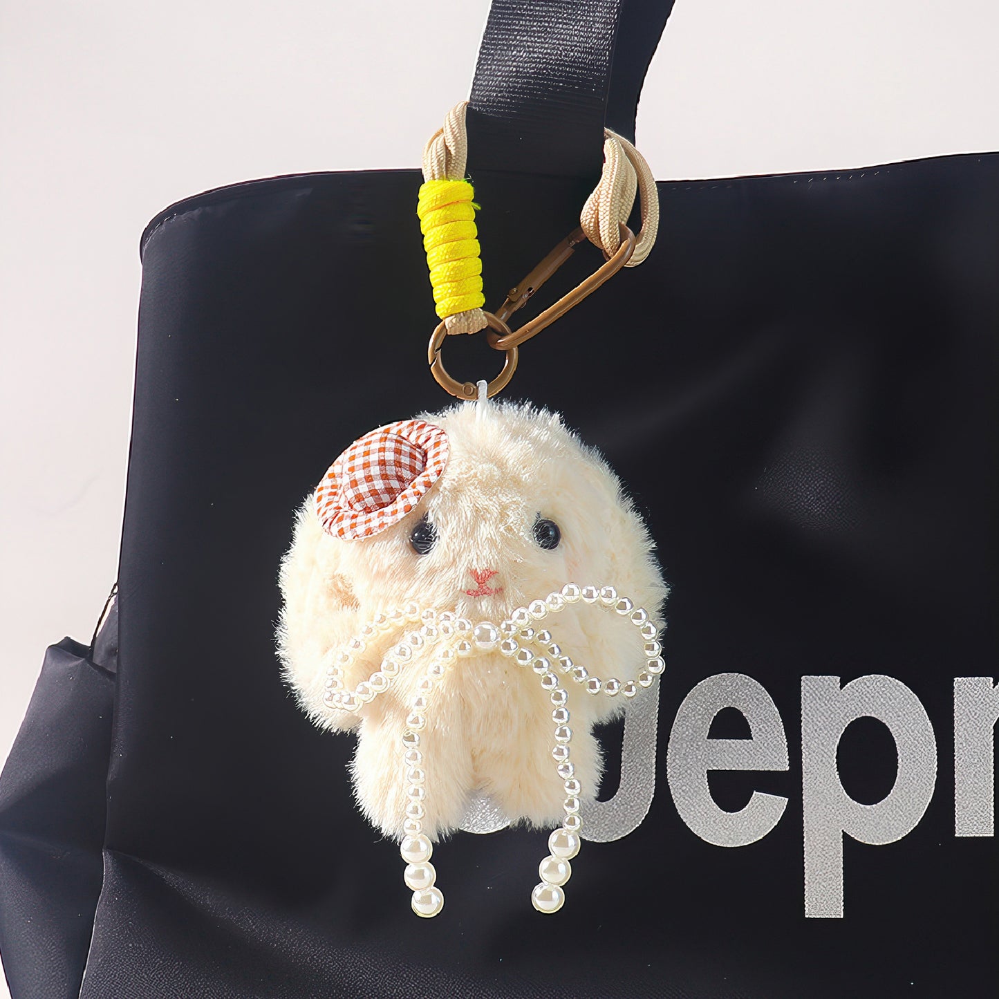Cute Bowknot Floppy Ear Bunny Plush Keychain Bag Charm