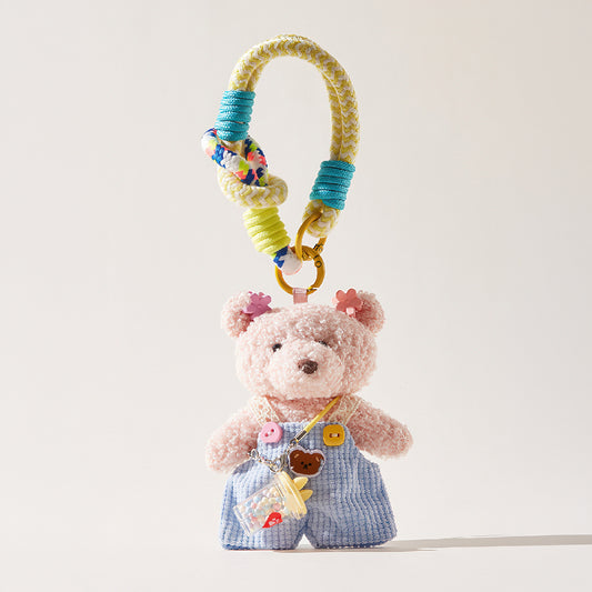 Cute Pilot Teddy Bear Plush Keychain Bag Charm