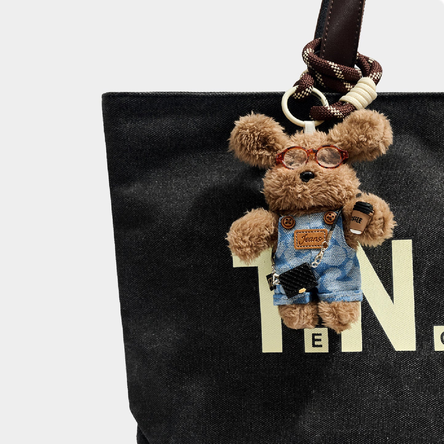 Cute Glasses Puppy Plush Keychain Bag Charm