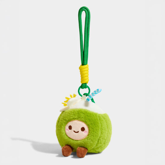 Cute Green Coconut Plush Keychain Bag Charm