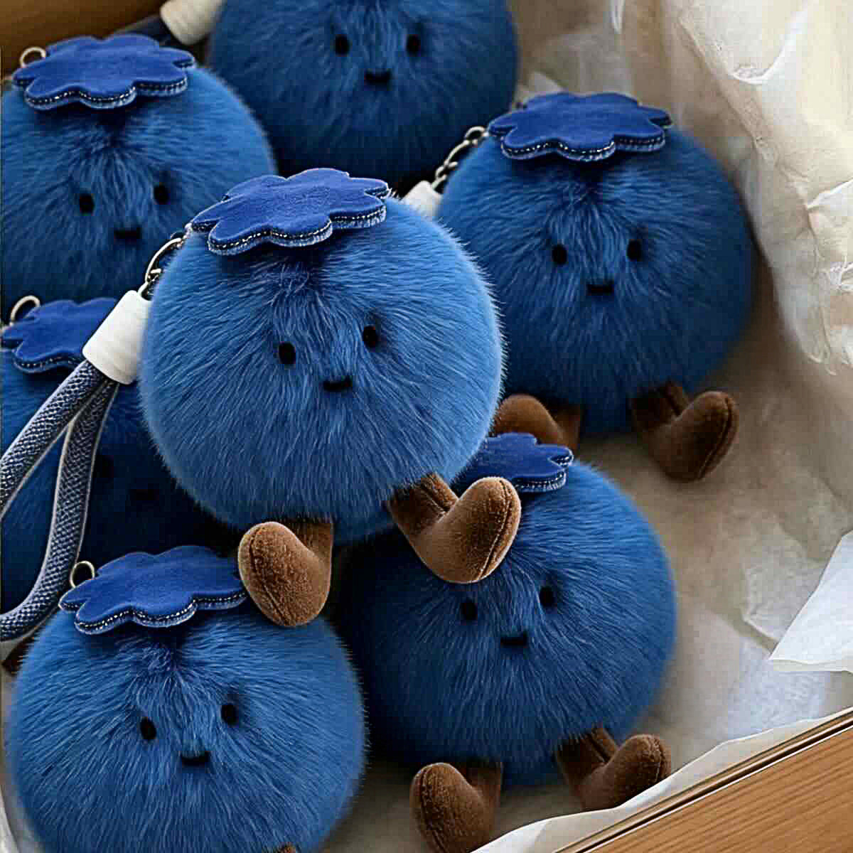 Cute Blueberry Plush Keychain Bag Charm