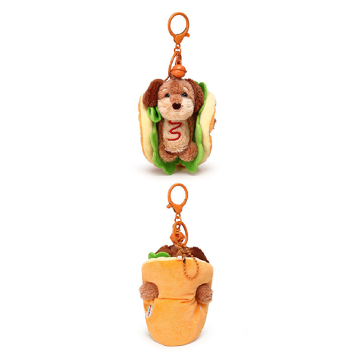 Cute Hot Dog Burger Dog Plush Keychain Bag Charm