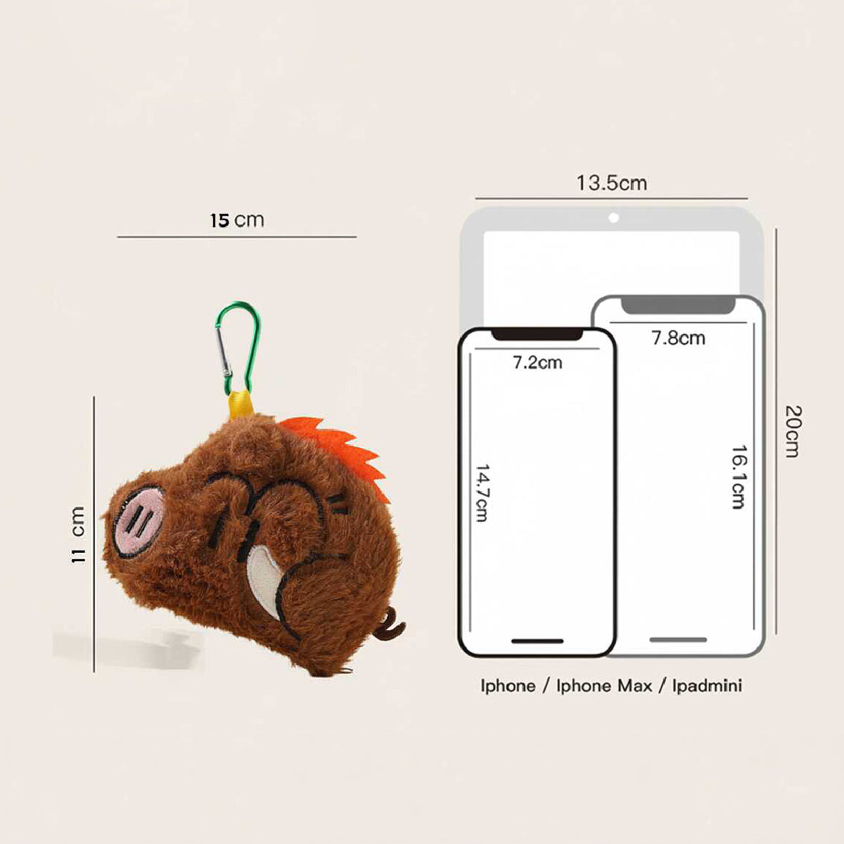 Cute Wild Boar Plush Keychain Bag Charm