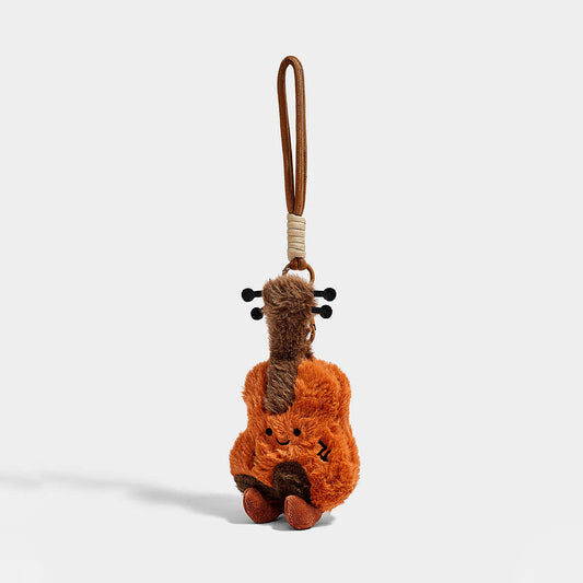 Cute Violin Plush Keychain Bag Charm