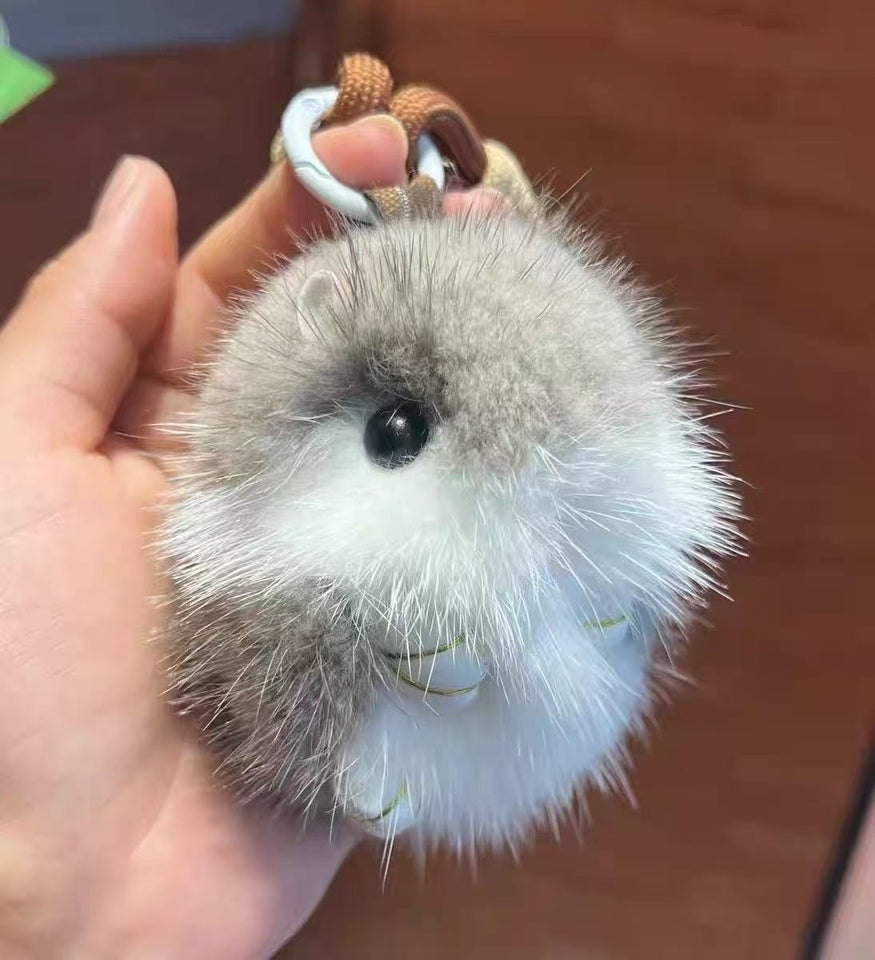 Fluffy Hamster Pom-Pom Plush charm– Your Tiny Bundle of Joy