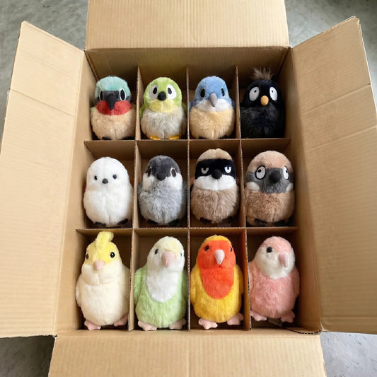 8 Bird Bag Charm Set – Cute Fluffy Bird Plush Keychain Collection