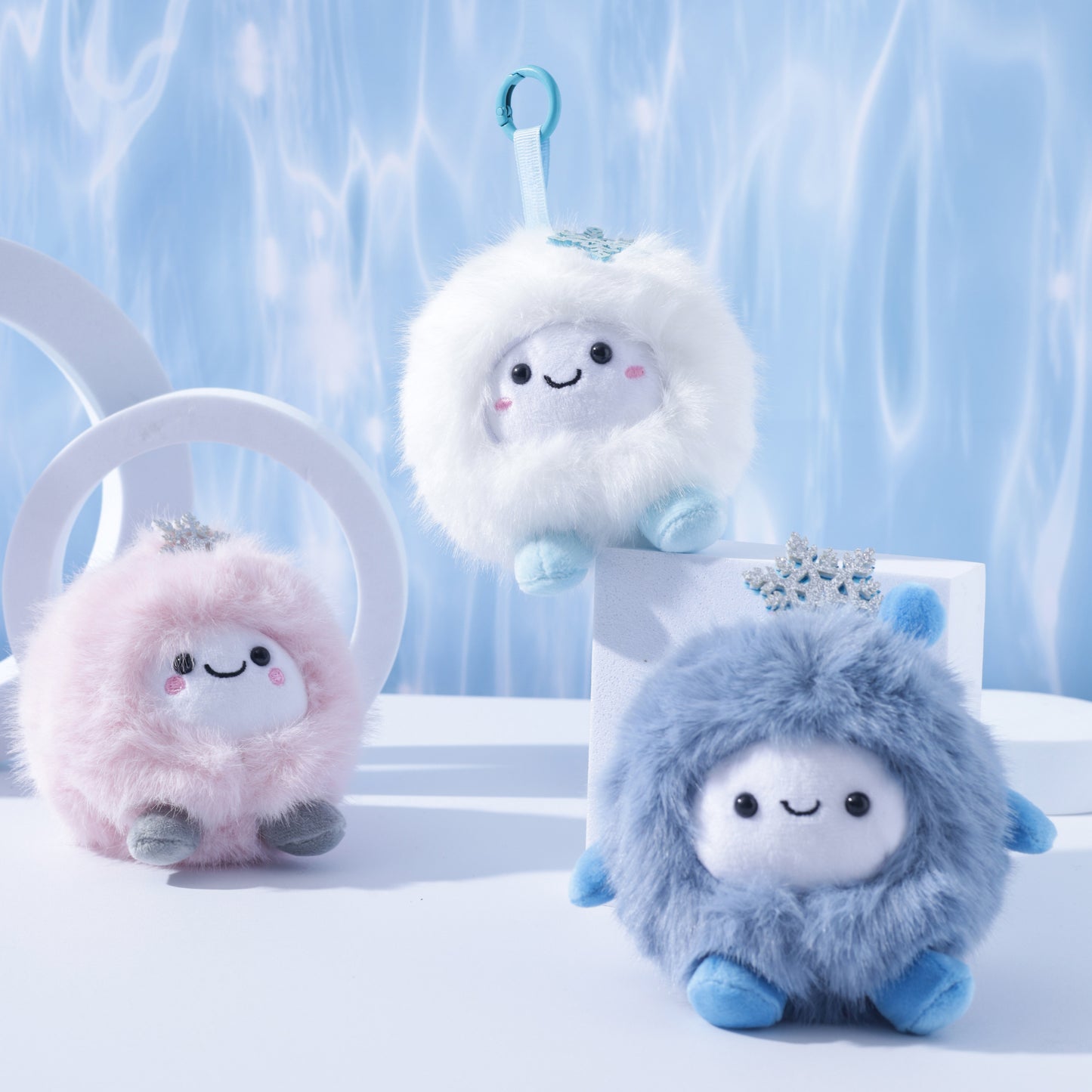 Cute Plush Snowball Keychain Bag Charm