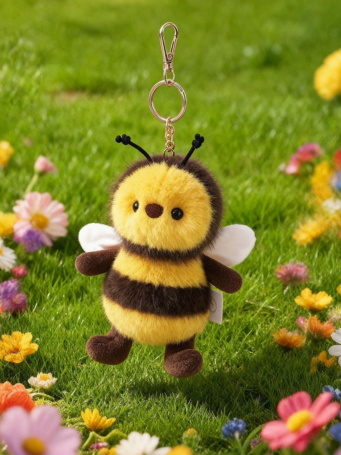 Fluffy Bumblebee Pom-Pom Plush charm– Sweet Buzz of Cuteness