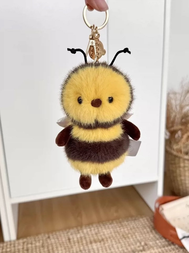 Fluffy Bumblebee Pom-Pom Plush charm– Sweet Buzz of Cuteness