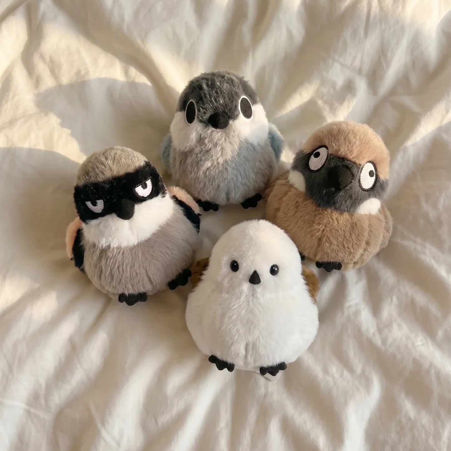 8 Bird Bag Charm Set – Cute Fluffy Bird Plush Keychain Collection