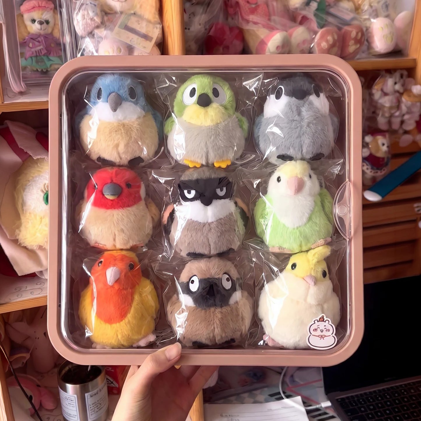 8 Bird Bag Charm Set – Cute Fluffy Bird Plush Keychain Collection