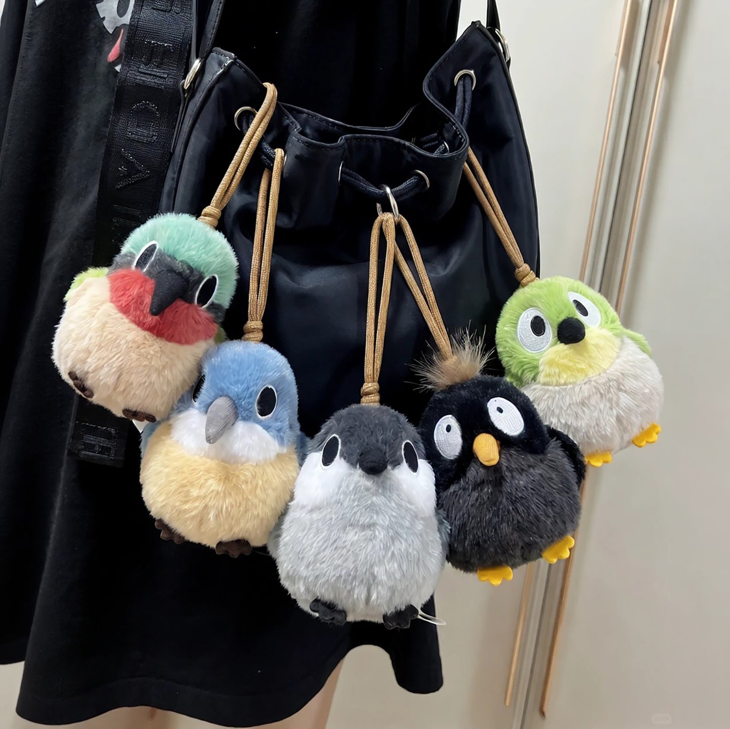 8 Bird Bag Charm Set – Cute Fluffy Bird Plush Keychain Collection