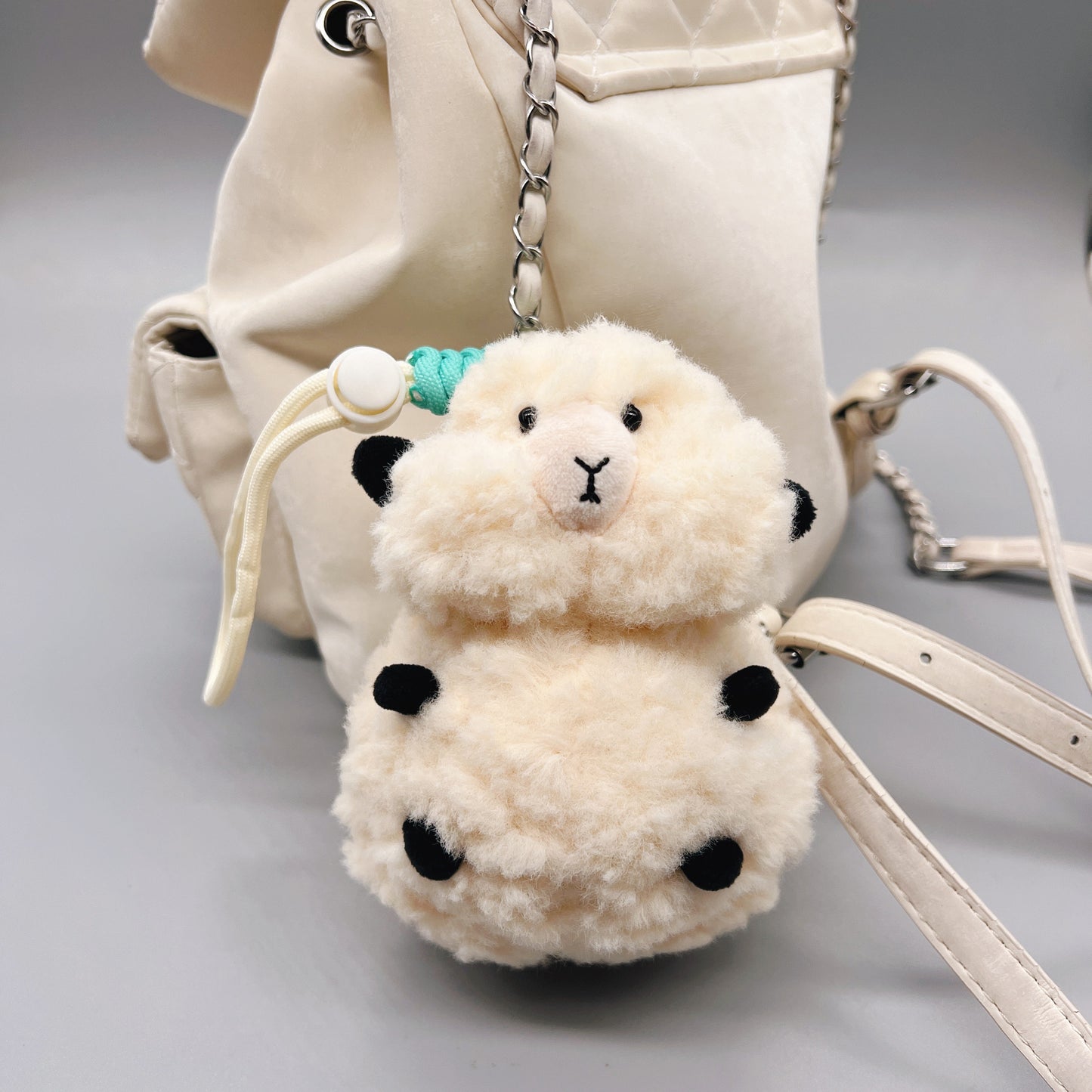Ultra-Fluffy Chubby Sheep Pom-Pom Plush Charm – Cloud of Cuteness
