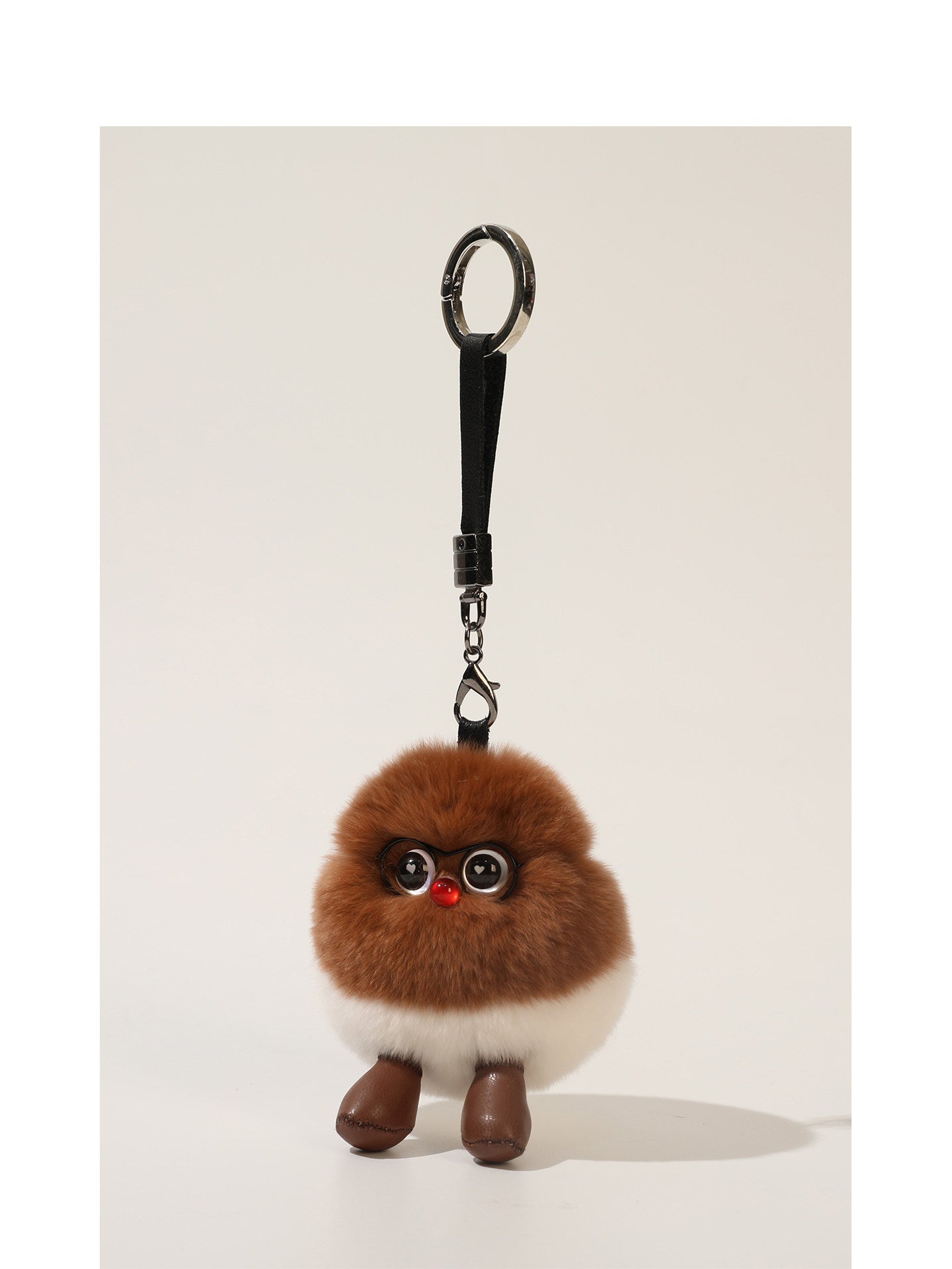 Fluffy Chestnut Bird Pom-Pom Plush Charm– Big-Eyed Nutty Cuteness Overload