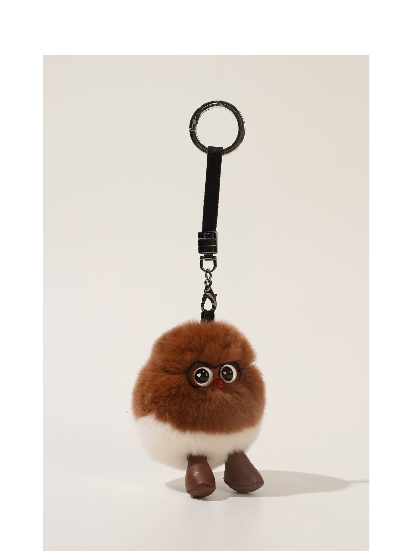 Fluffy Chestnut Bird Pom-Pom Plush Charm– Big-Eyed Nutty Cuteness Overload