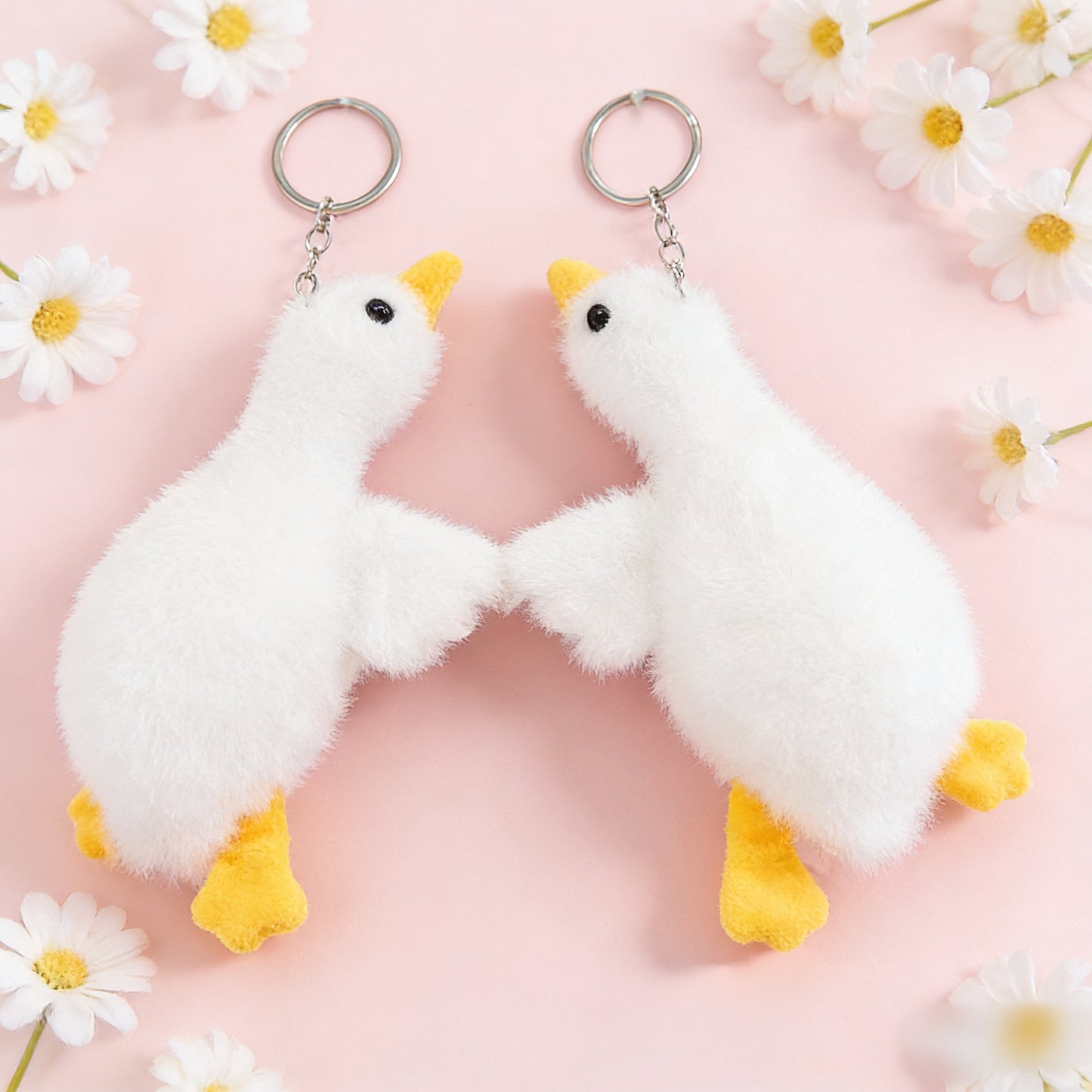 Cute White Goose Plush Keychain Bag Charm