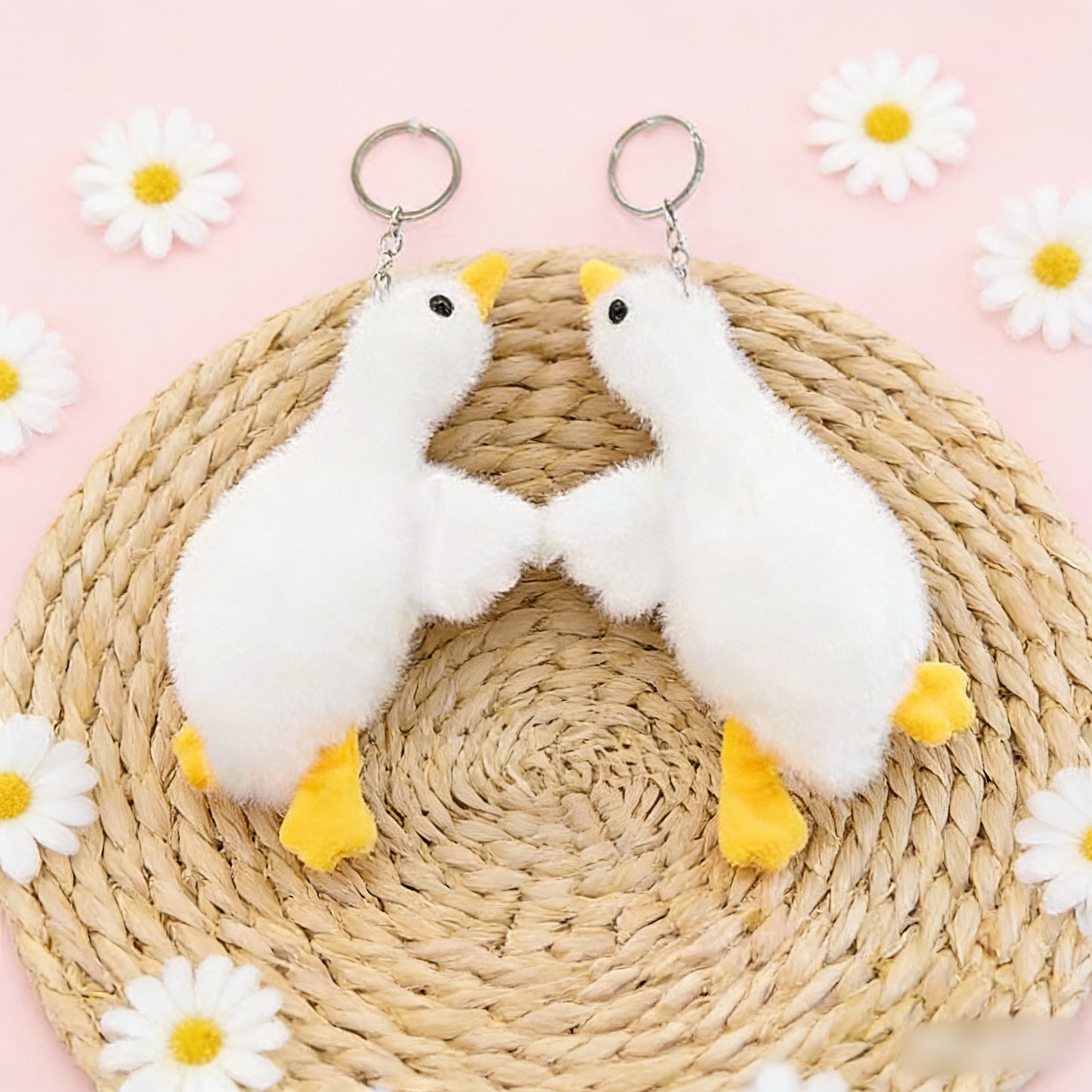 Cute White Goose Plush Keychain Bag Charm