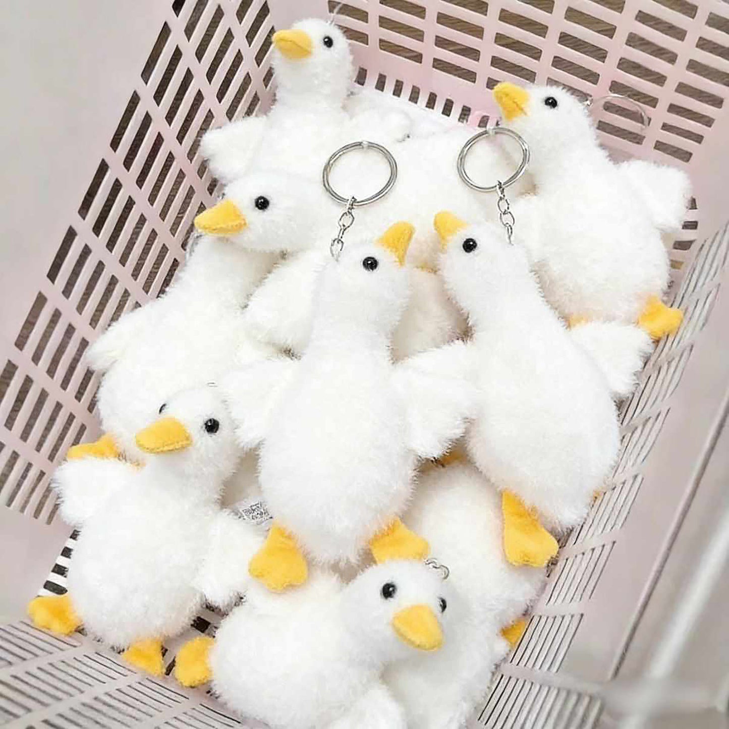 Cute White Goose Plush Keychain Bag Charm