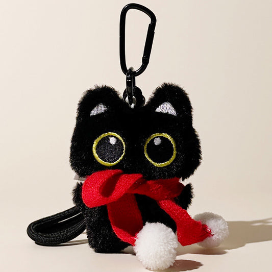 Cute Black Cat Plush Keychain Bag Charm