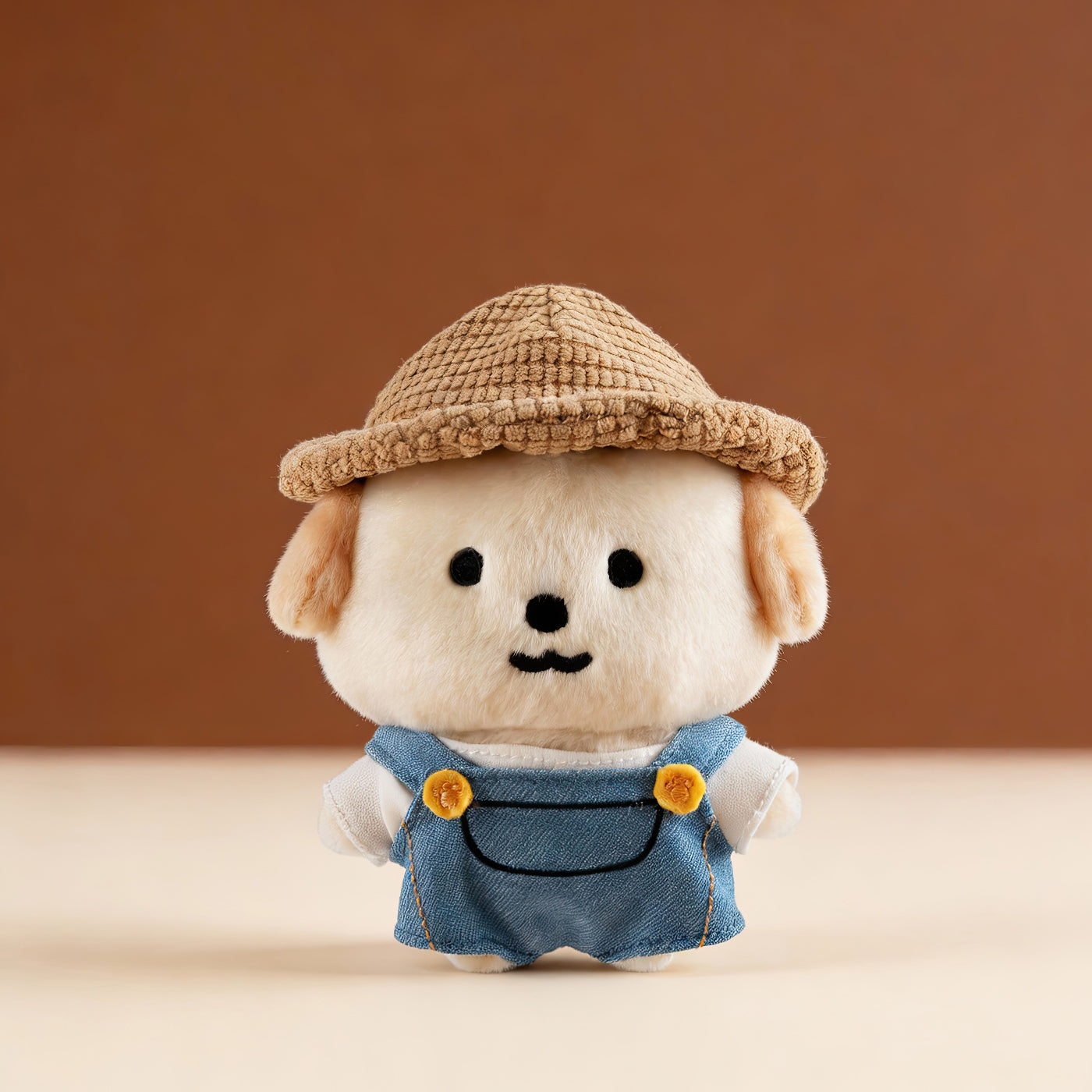 Cute Farmer Puppy Plush Keychain Bag Charm