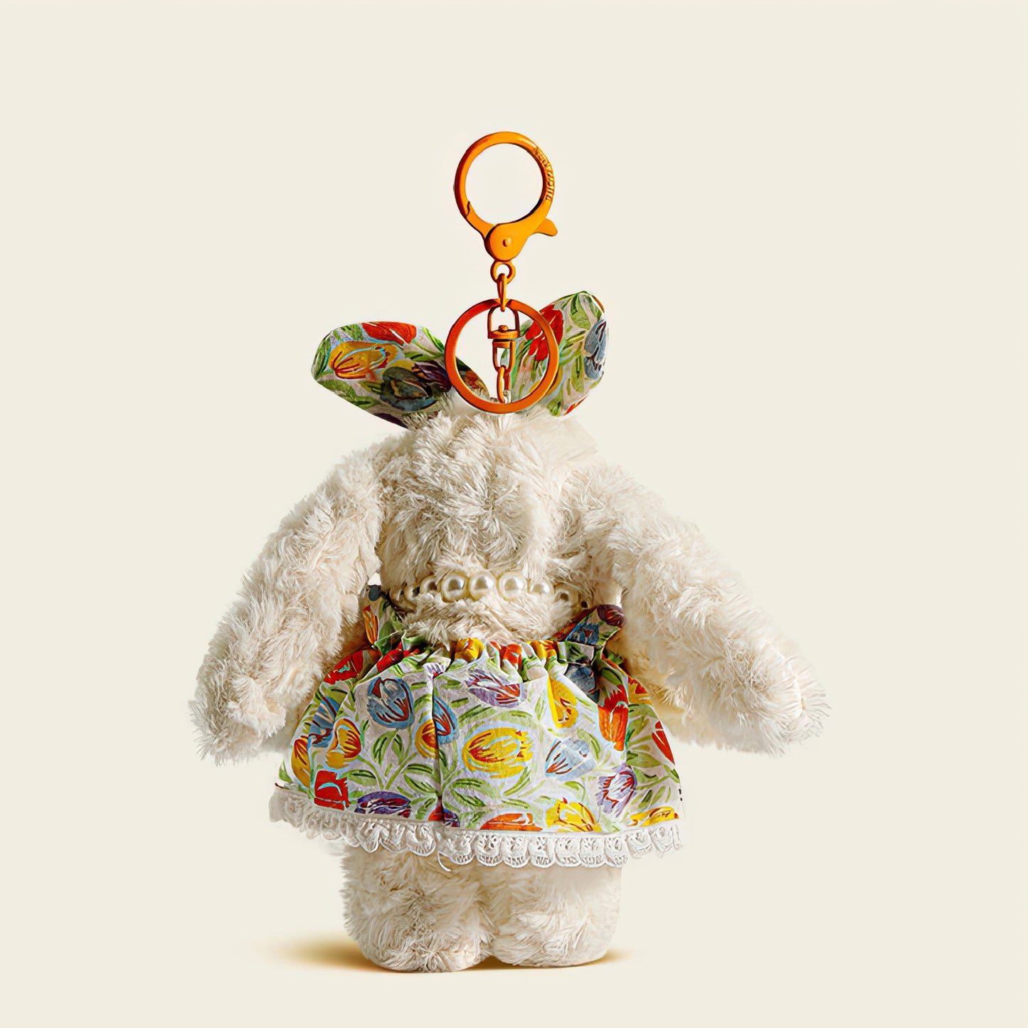 Cute Floral Lop Ear Bunny Plush Keychain Bag Charm