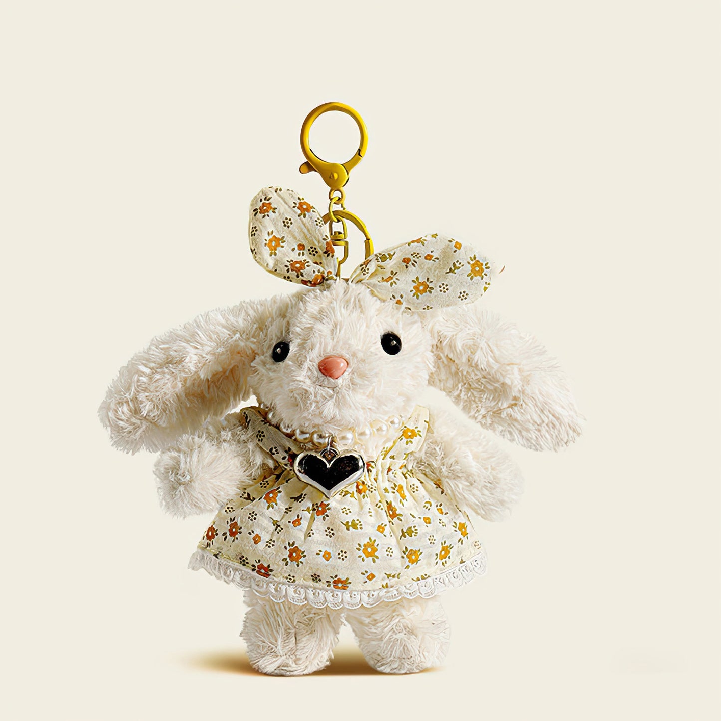 Cute Floral Lop Ear Bunny Plush Keychain Bag Charm