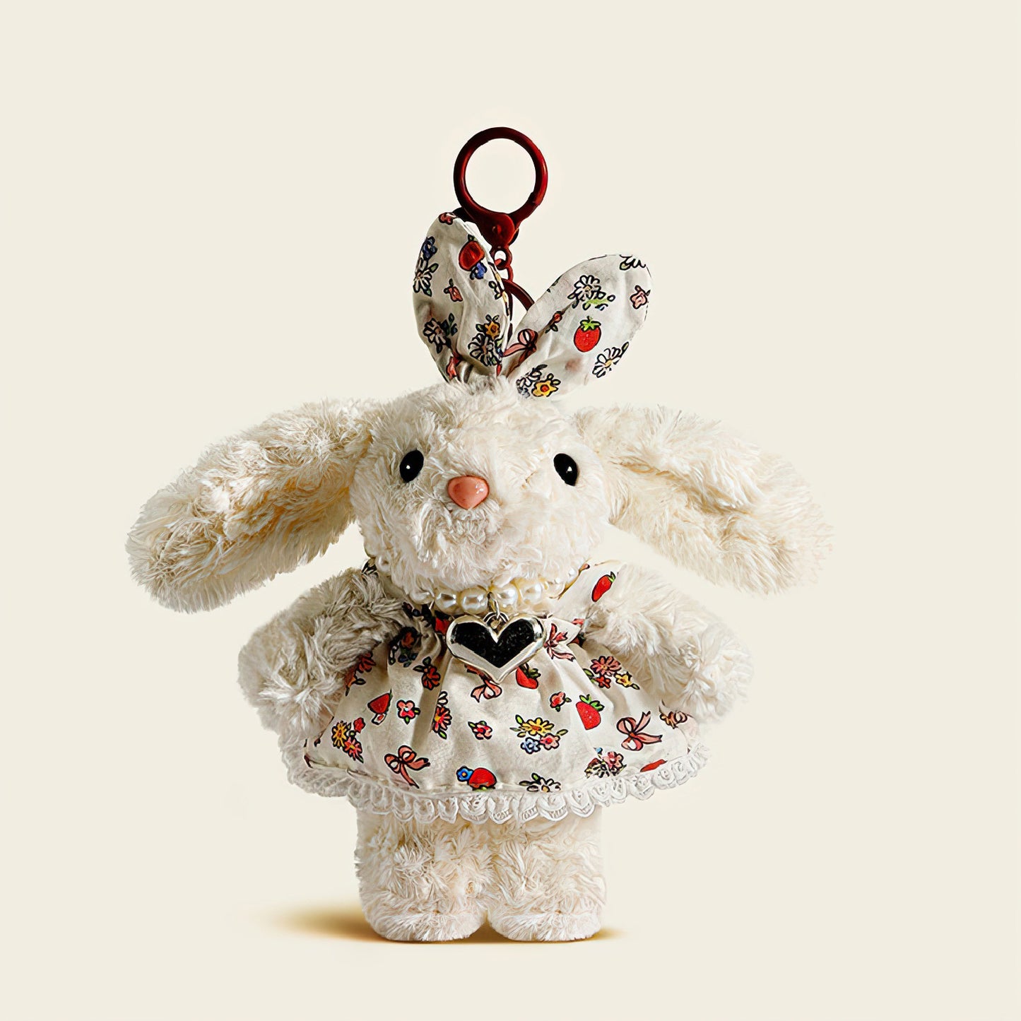 Cute Floral Lop Ear Bunny Plush Keychain Bag Charm