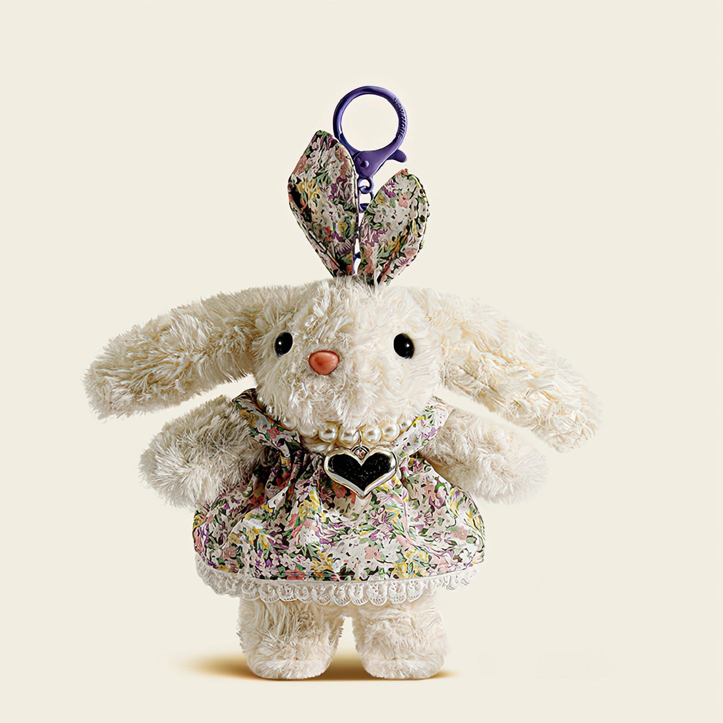 Cute Floral Lop Ear Bunny Plush Keychain Bag Charm