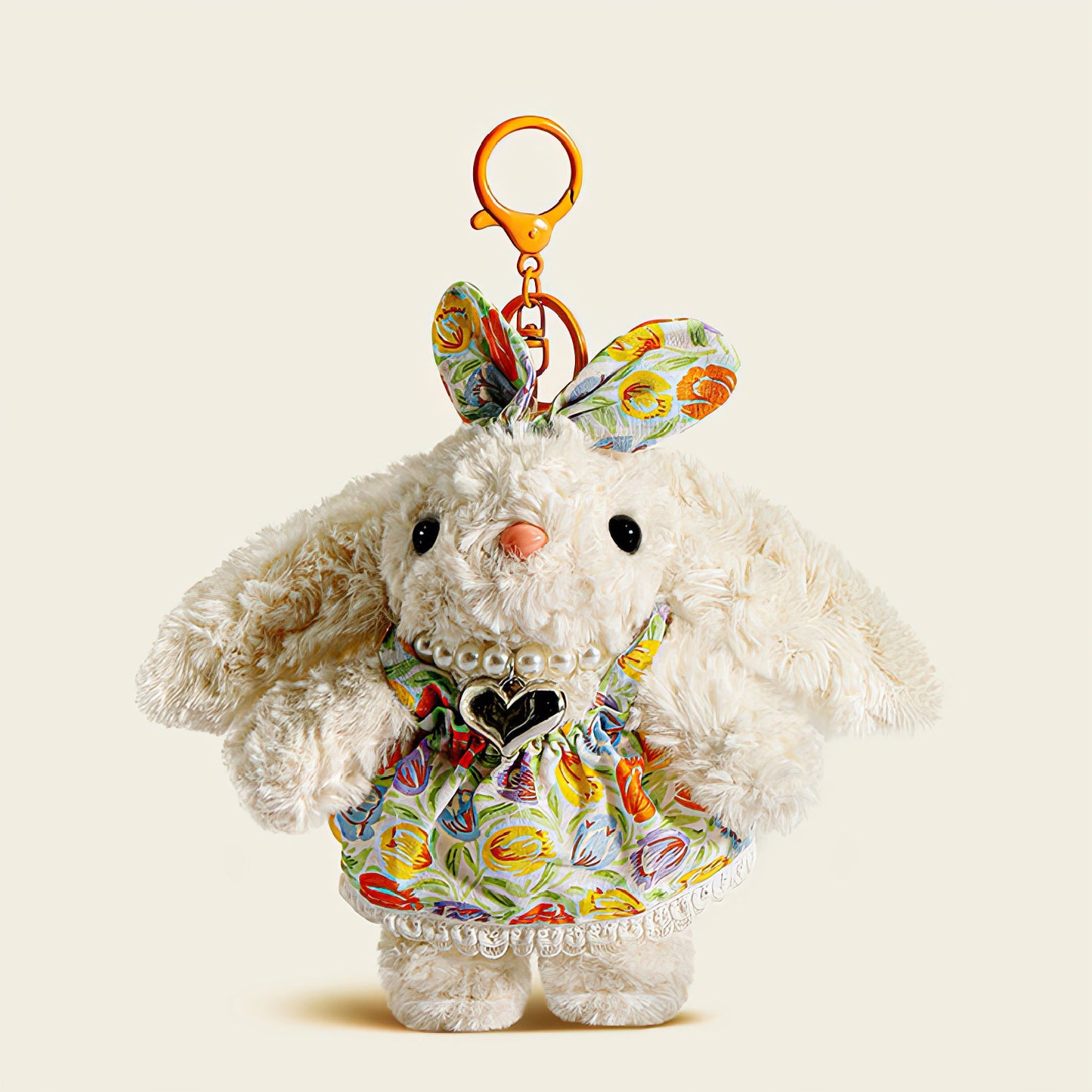 Cute Floral Lop Ear Bunny Plush Keychain Bag Charm