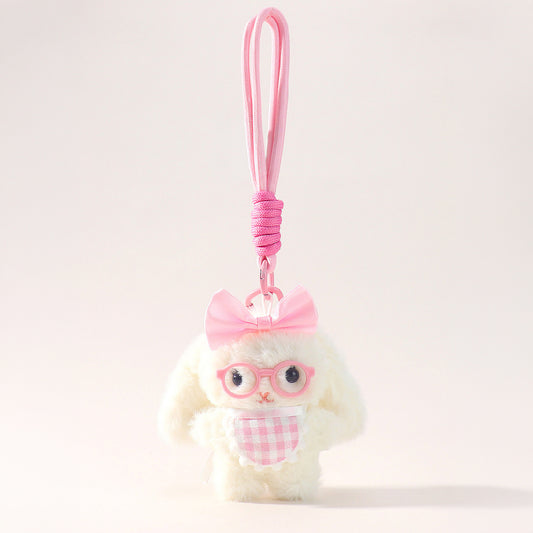 Cute Bowknot Floppy Ear Bunny Plush Keychain Bag Charm