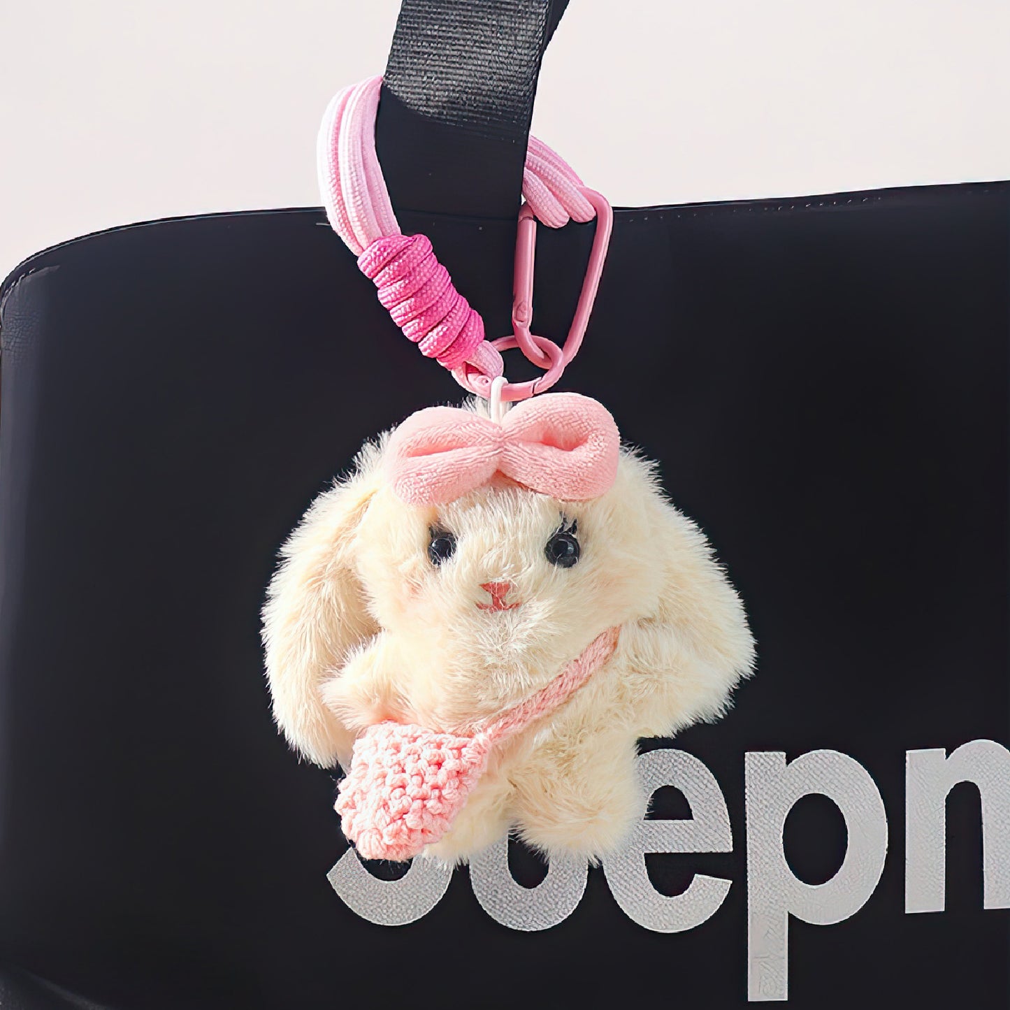 Cute Bowknot Floppy Ear Bunny Plush Keychain Bag Charm