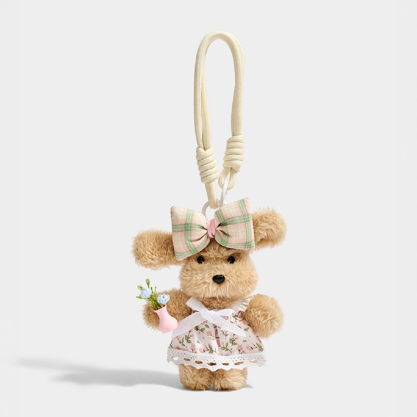 Cute Floral Dress Teddy Bear Plush Keychain Bag Charm