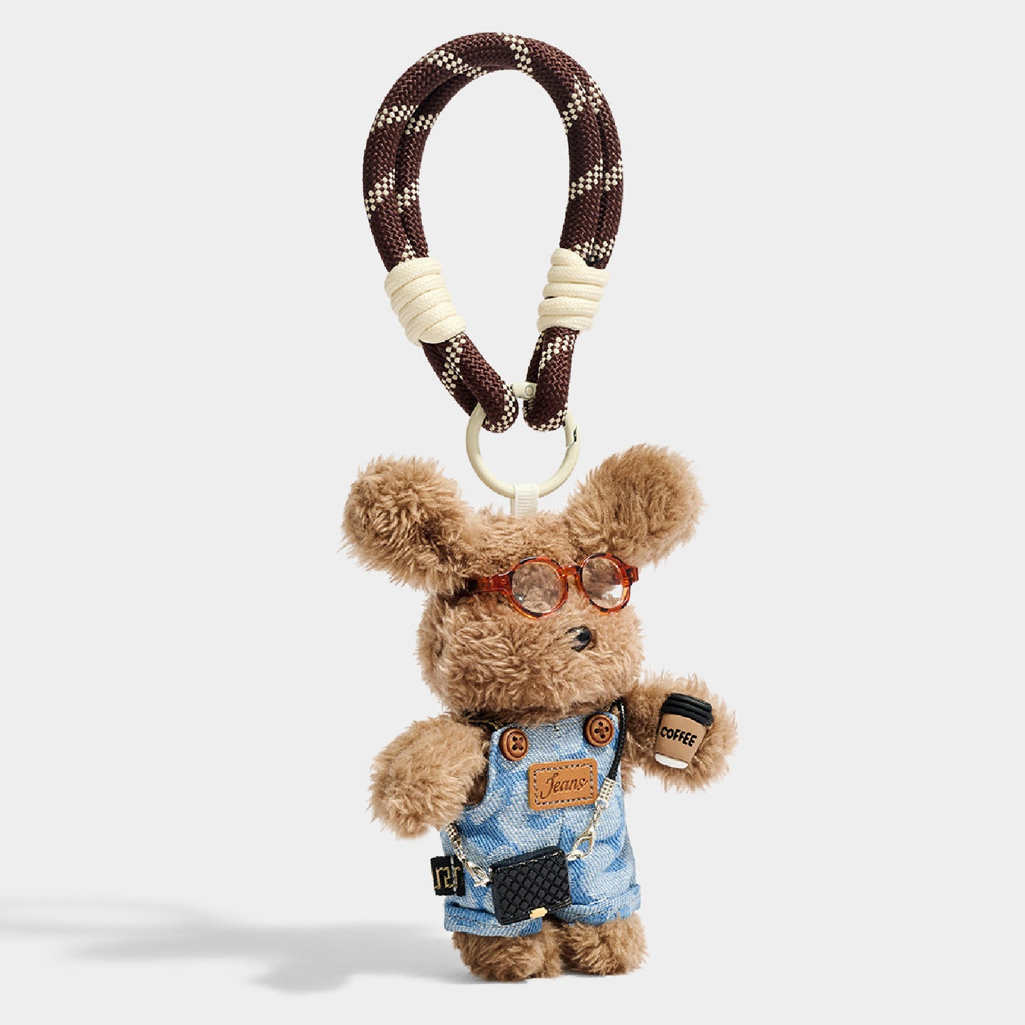 Cute Glasses Puppy Plush Keychain Bag Charm