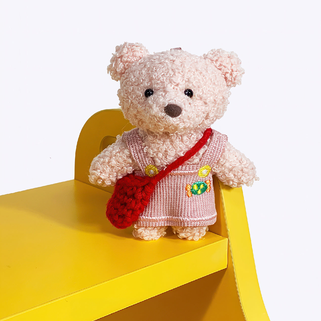 Cute Blush Pink Teddy Bear Plush Keychain Bag Charm