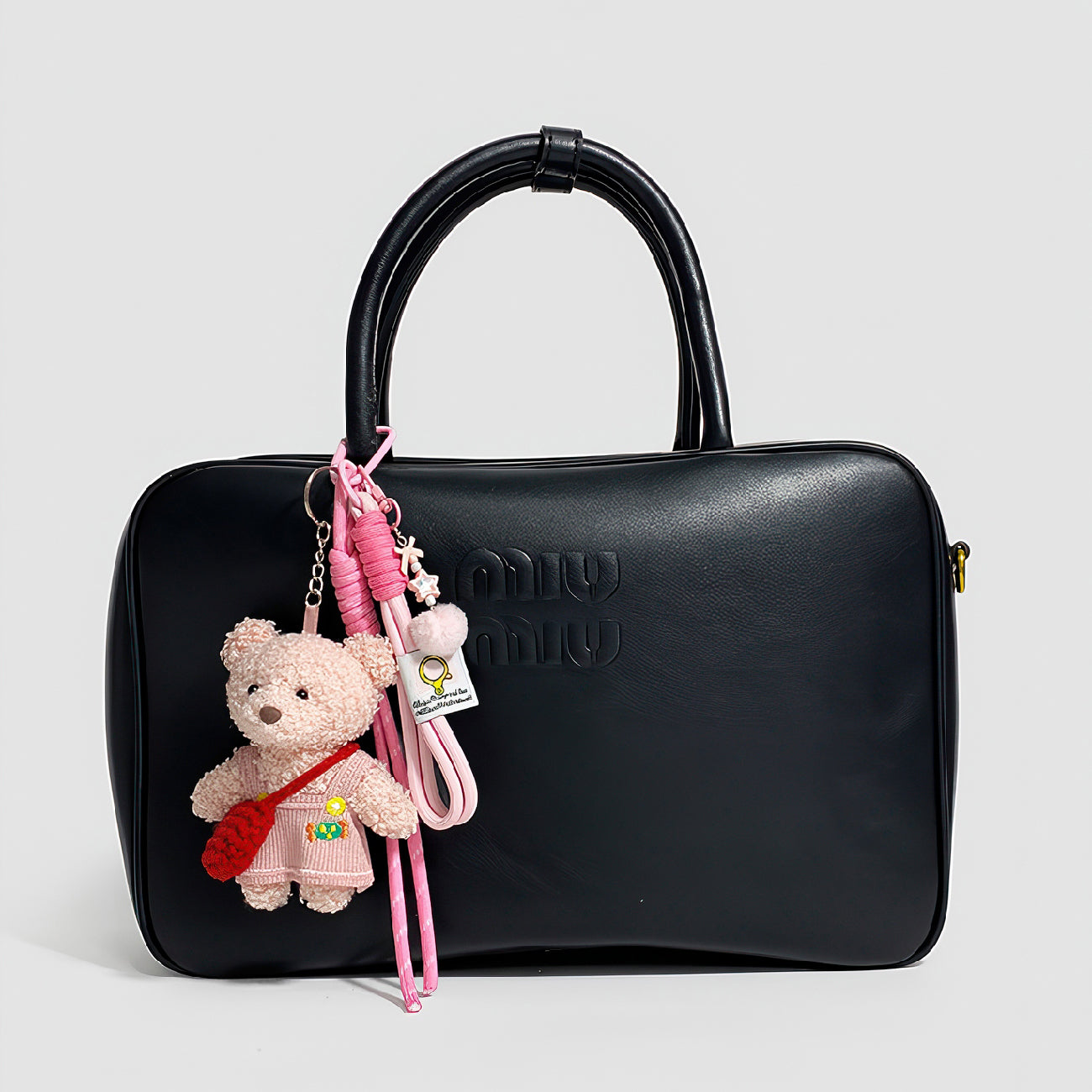 Cute Blush Pink Teddy Bear Plush Keychain Bag Charm