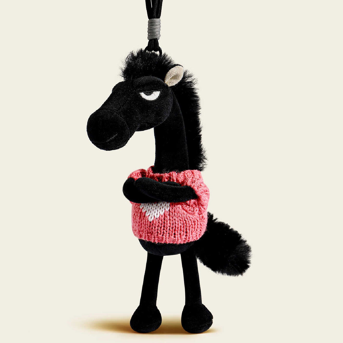 Cute Lucky Black Horse Plush Keychain Bag Charm