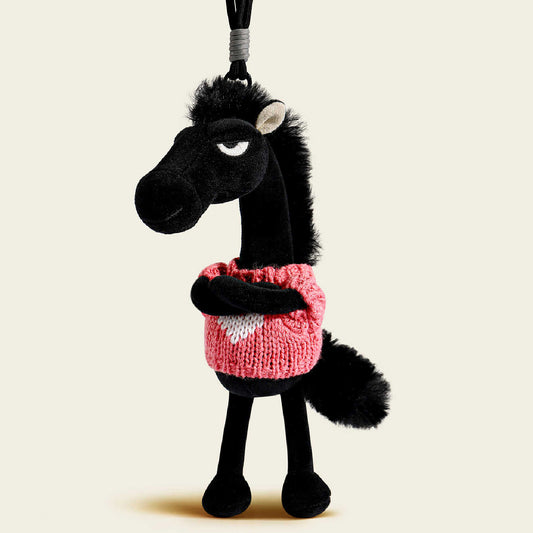 Cute Lucky Black Horse Plush Keychain Bag Charm