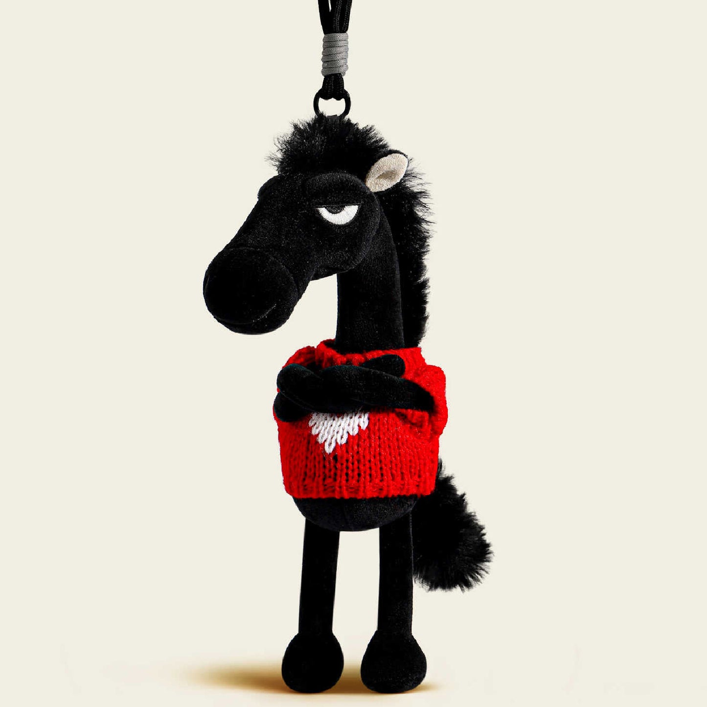 Cute Lucky Black Horse Plush Keychain Bag Charm