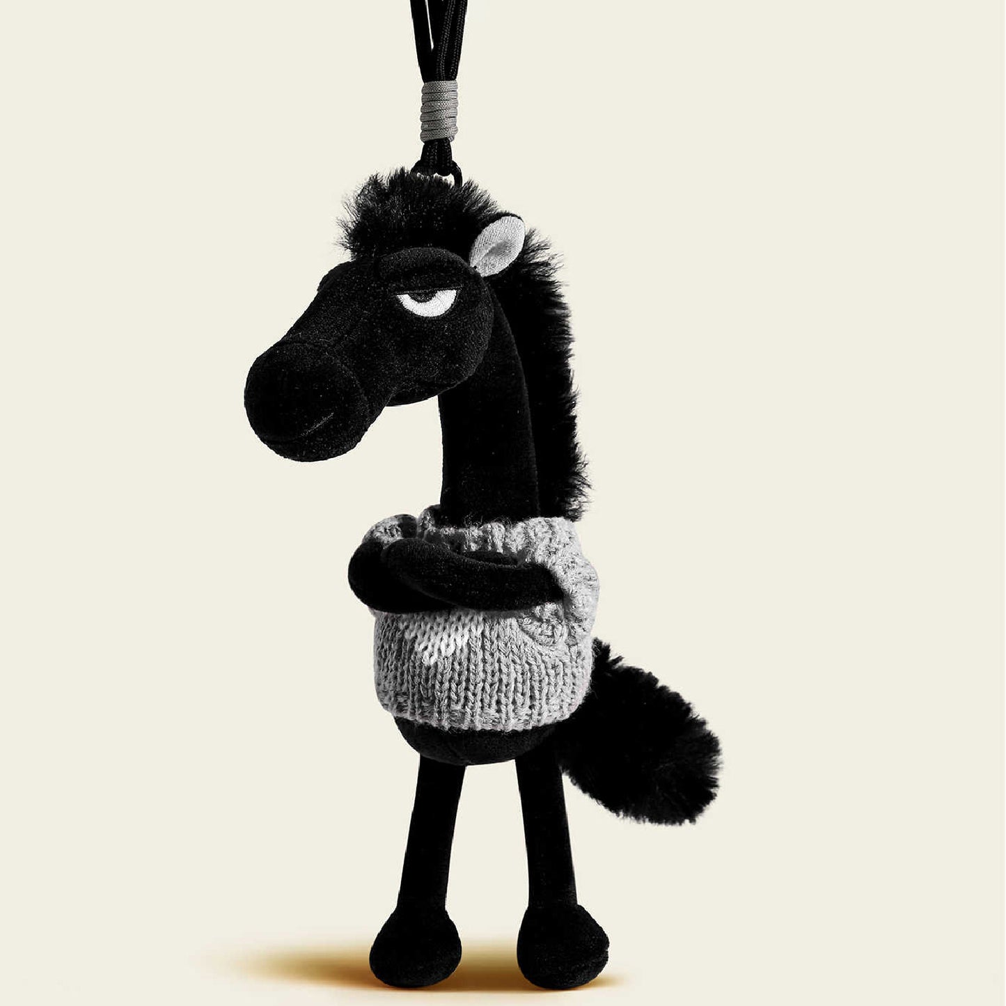 Cute Lucky Black Horse Plush Keychain Bag Charm