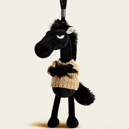 Cute Lucky Black Horse Plush Keychain Bag Charm