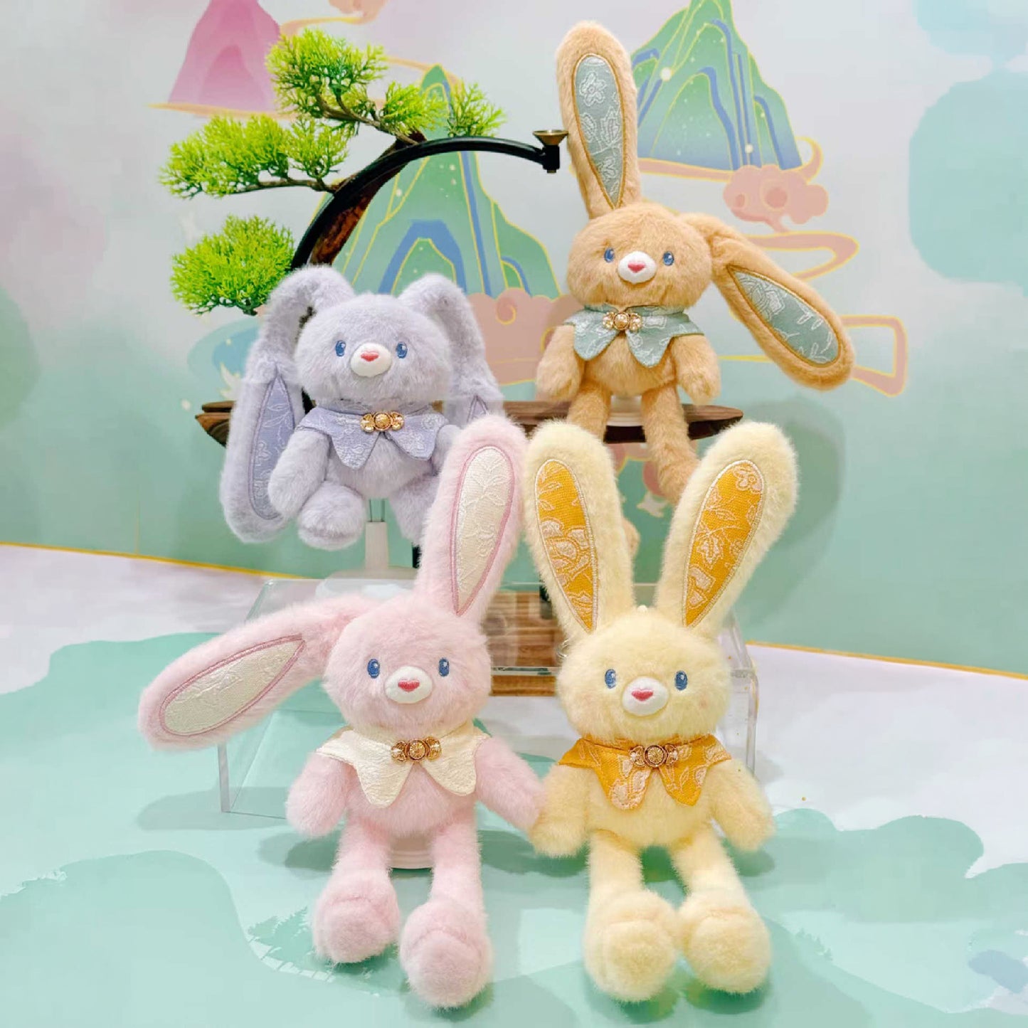 Cute Pull-Ear Bunny Plush Keychain Bag Charm