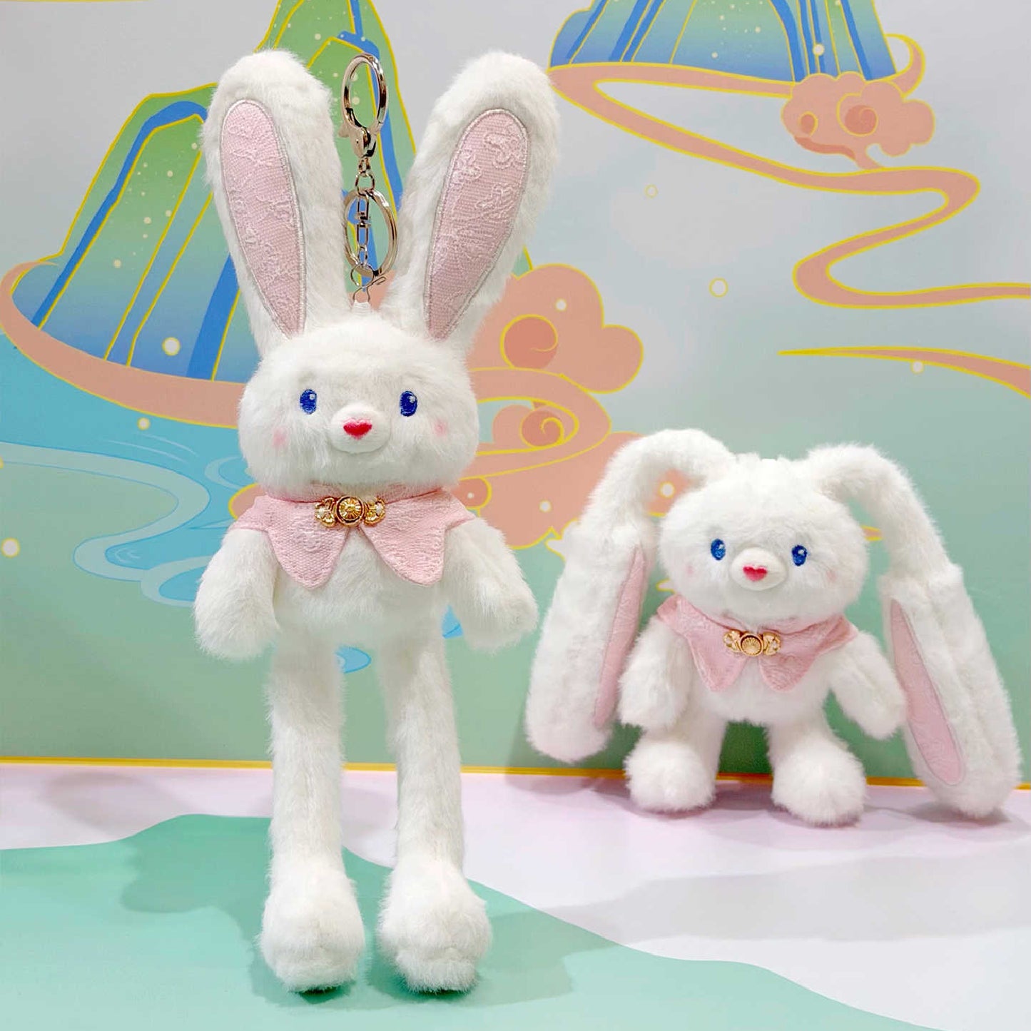 Cute Pull-Ear Bunny Plush Keychain Bag Charm