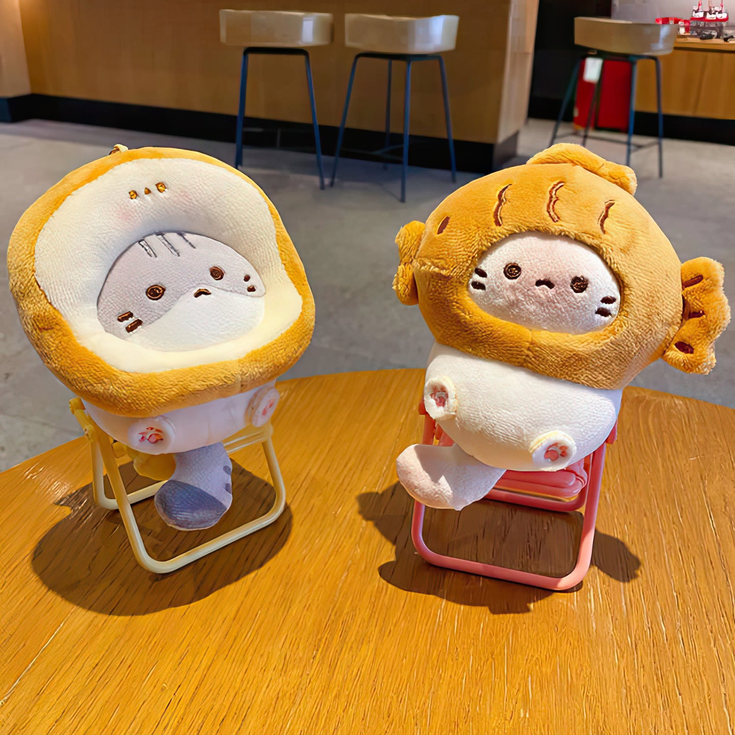 Cute Taiyaki Cocoa Cat Plush Keychain Bag Charm