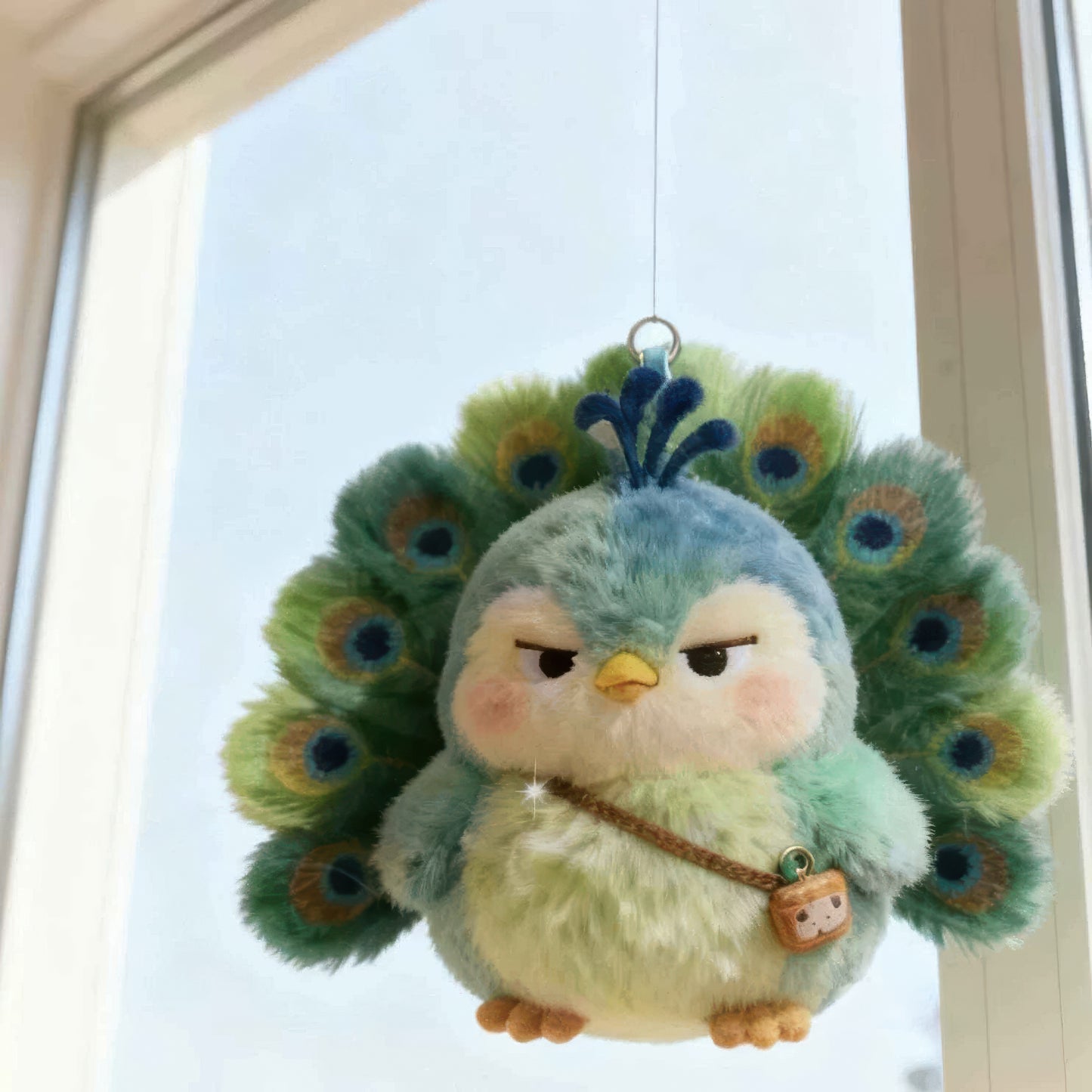 Cute Green Peacock Plush Keychain Bag Charm