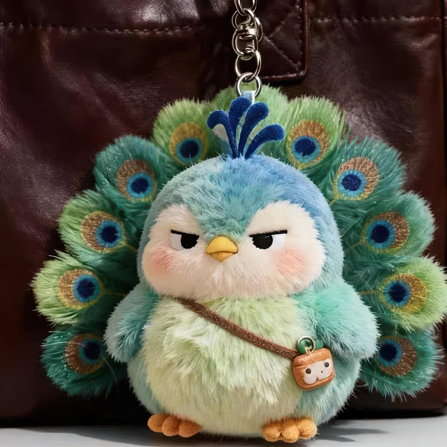 Cute Green Peacock Plush Keychain Bag Charm