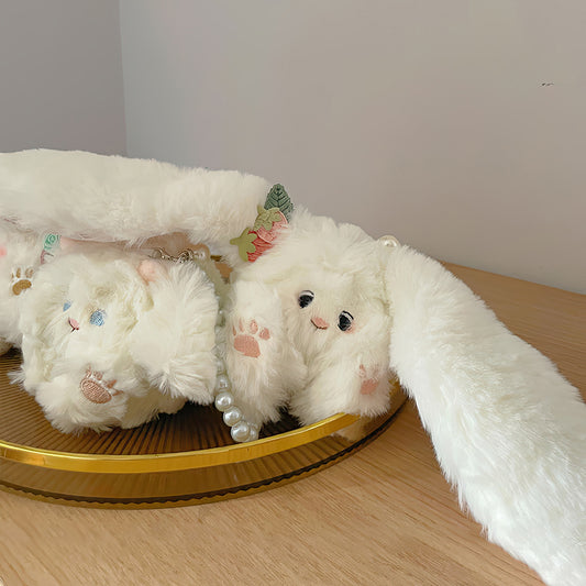 Cute Lace Bunny Cat Plush Keychain Bag Charm